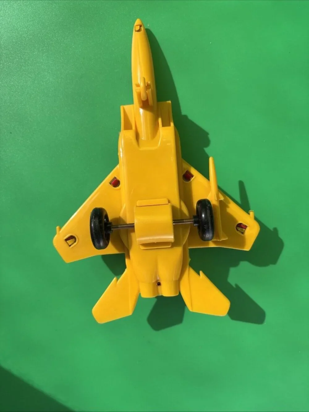 Jimmy Toys 6.8” Super Fighter F-15 Jet Plane Vintage Plastic Tin Toy Yellow
